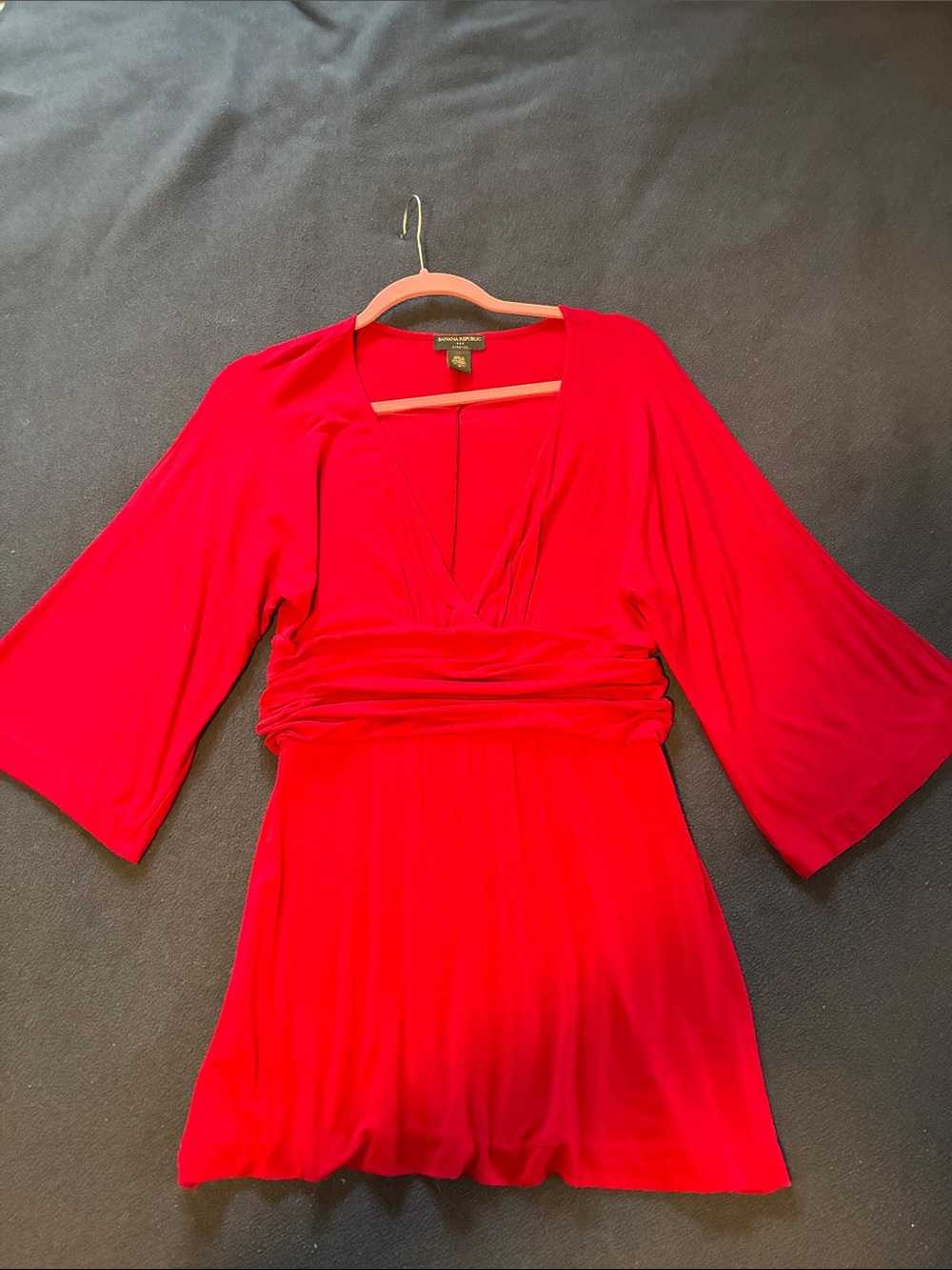 Women’s Red V-Neck Waist-Detail Top